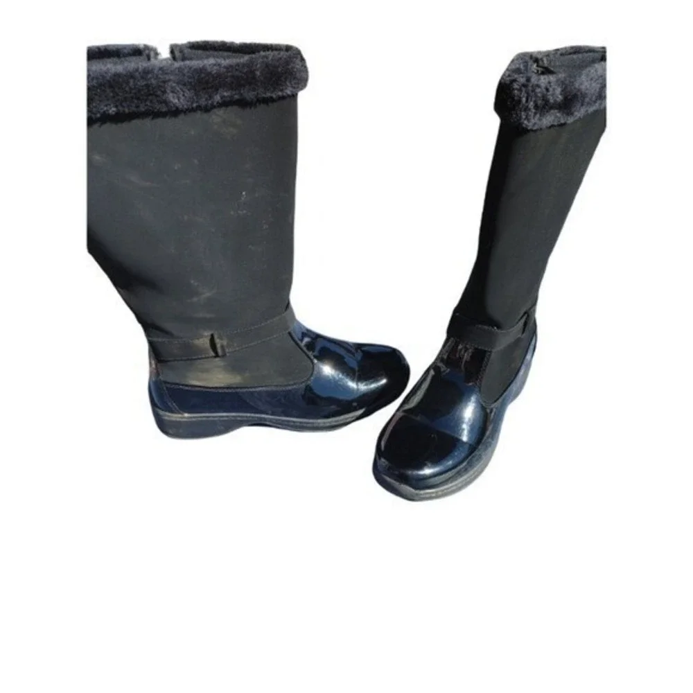 WOMENS TUNDRA TALL BOOTS SIZE 10 BLACK/BLACK PATENT LEATHER